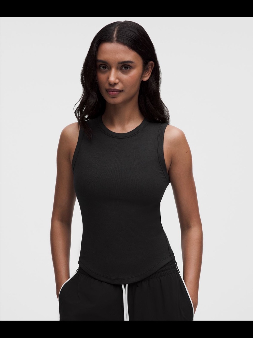 Lululemon Hold Tight Crew Neck Sleeveless Black Ribbed Tank Top